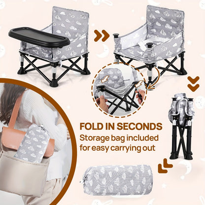 Foldable Baby Dining Chair - Portable Tray Seat