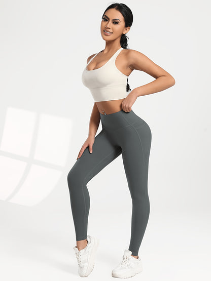 5pcs Women' High Waisted Cropped Leggings with Pockets - Full-Length Suitable for & Casual Attire, Non-Sheer Tummy Pants, Machine Washable Stretchy Base Layer for,, Layering (Year-Round)
