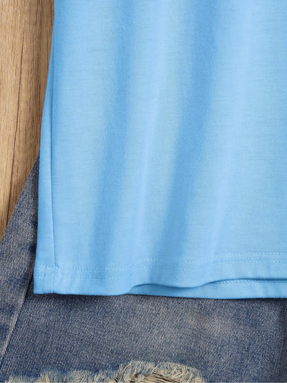 Round Neck Short Sleeve T-Shirt with a Teacher Pattern Print