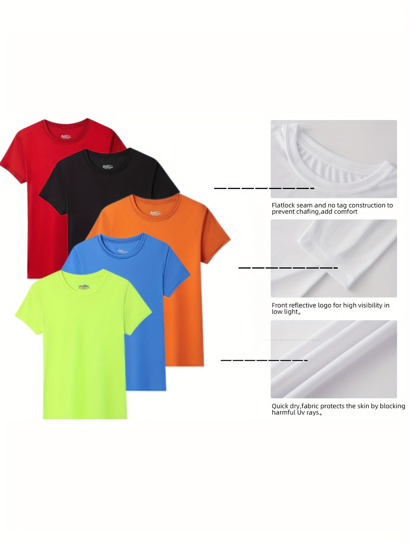 5pcs Women's Quick Dry Crew Neck Short Sleeve T-Shirt, Moisture Wicking, 50+, Size S-2XL, Activewear Essentials, Travel Apparel, Versatile Tee, Minimalist Style, Breathable Fabric, Moisture Wicking Fabric, Women's Tshirt, Multipack Shirts, Fitness