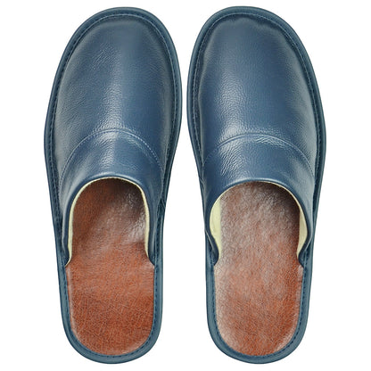 Wide Width Genuine Leather Slippers Oversized Non-slip Genuine Leather Slippers Winter Spring Autumn Summer Indoor Slipper for Men Women| Casual Single Slides Shoes