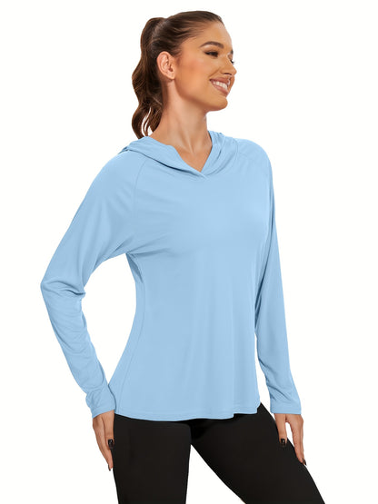 4pcs Set Women'S Hooded Shirt, Lightweight Quick-dry Hooded Shirt Women'S Casual Long-sleeved T-shirt Solid Color Multi-piece Set, Suitable For Sports Such As Fishing, Outdoor Activities, And Fitness