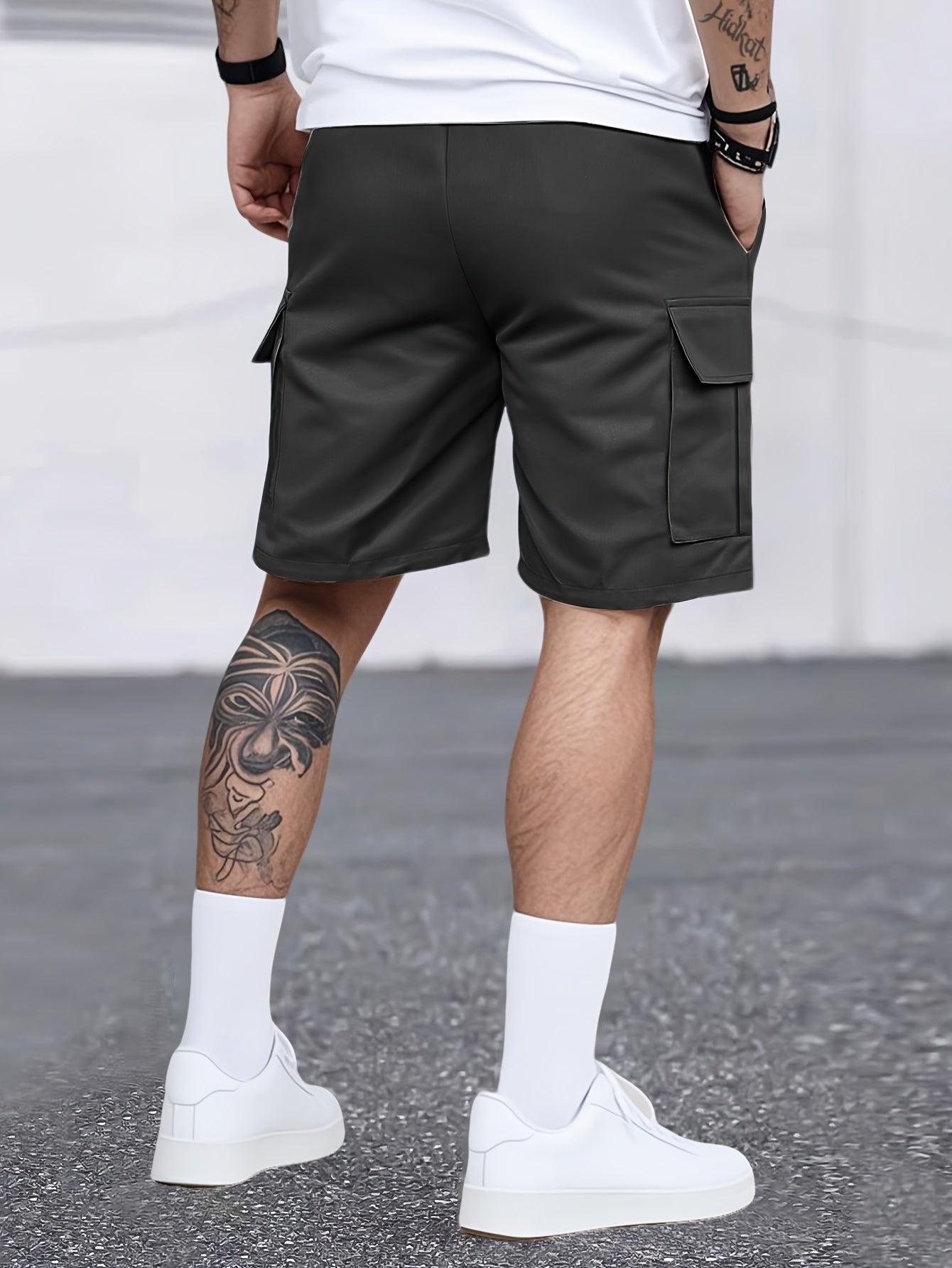 Men's Grey Polyester Cargo Shorts - product view 11