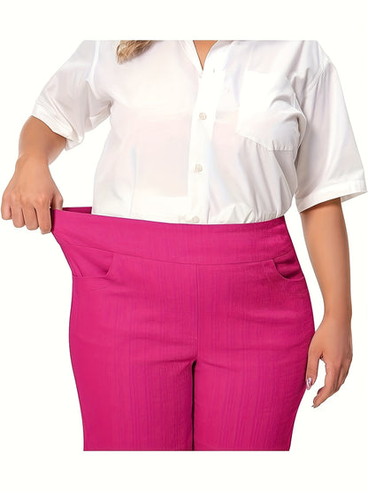 Work Causal Tulip Hem Pull-On Dress Career Shorts with Two Front Pockets