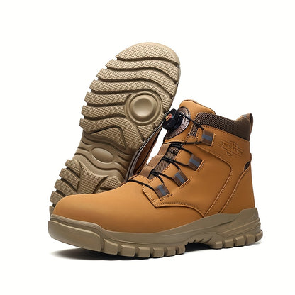 Steel Toe Work Safety Shoes - Puncture-Proof, Anti-Smash, Non-Slip, Shock-Absorbing, with Convenient Rotating Buckle, High-Top Protective Design - Ideal for Men And Women In Industrial, Construction, And Outdoor, All Seasons, Father's Day Gift