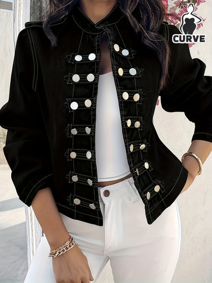 Women'S Plus Size Denim Jacket - Long Sleeve Button Denim Jacket Coat Four Seasons Suitable for Any Place