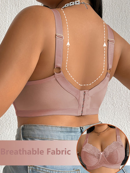 [Plus-Size Comfortable Bra] Lace-Spliced Plus-Size Women's Bra, No Underwire, Casual And Comfortable, with a Beautiful Back Design, Thin And Suitable for