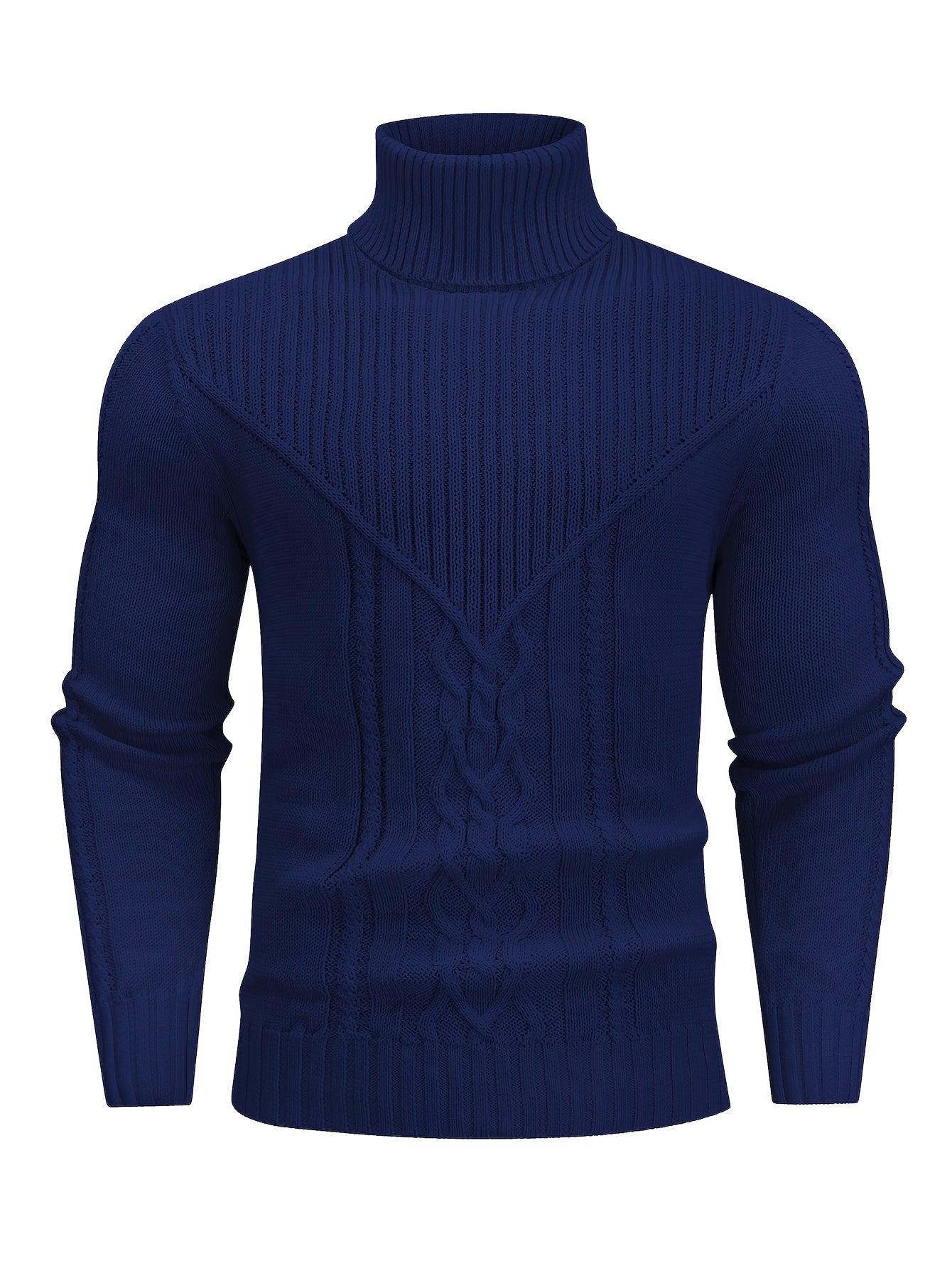 Men's Mature Casual Vintage Twisted Turtleneck Knit Pullover
