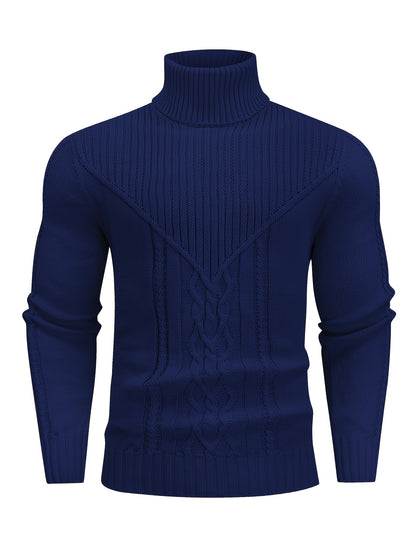 Men's Mature Casual Vintage Twisted Turtleneck Knit Pullover