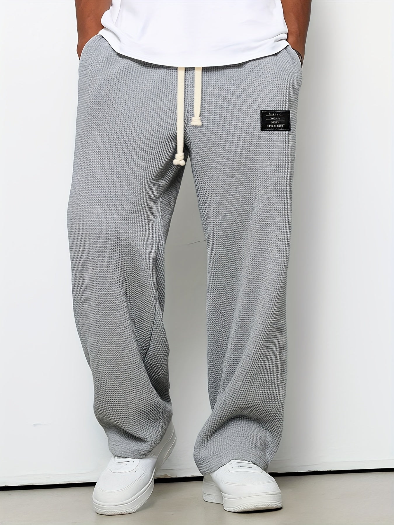 Men'S Fashion Brands Loose Drooping Straight Sweatpants, Wide Leg Casual Exercise Trousers
