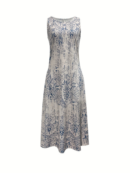 Fashionable New  Ethnic Style Printed Casual Vest Dress