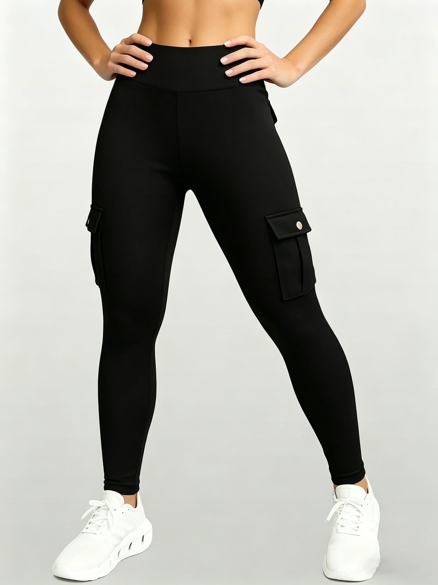Large-size Women'S Stretchy High-waist Fitness Pants With Multiple Pockets, Breathable And Lightweight Yoga Pants, High-waisted Pants For Toning The Waist And Abdomen, Suitable For Running, Fitness, Yoga, And Casual Outings