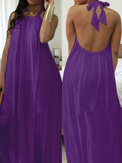 Women's Blue Lace Sleeveless Dress - product view 7