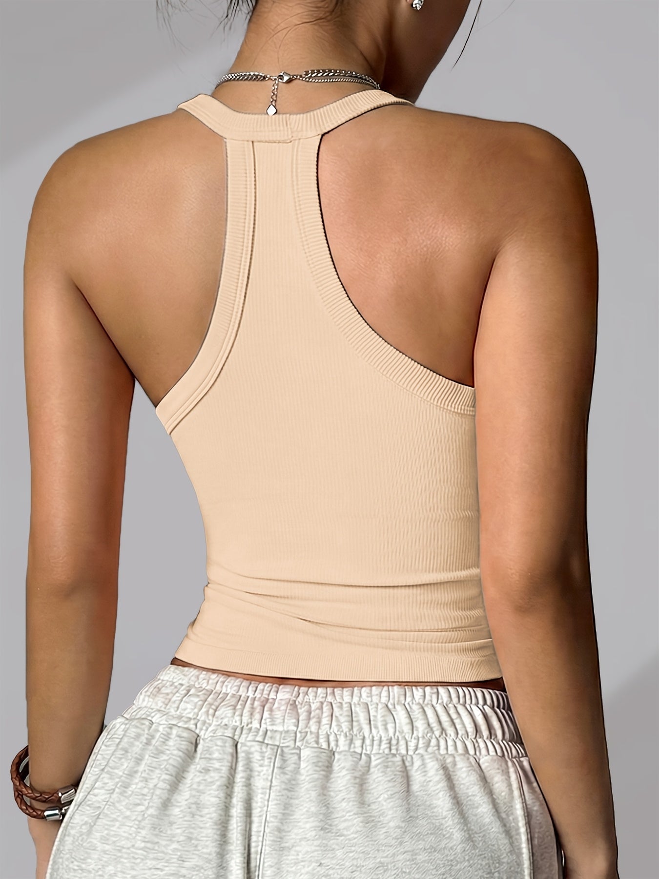 Women's White Polyester V-Neck Sleeveless Tank Top - product view 21