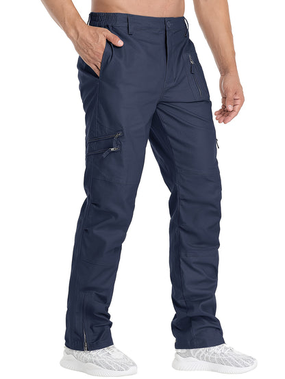 Men'S Cargo Pants /Spandex Scratch-Resistant Outdoor Training Trousers Lightweight with 9 Utility Pockets, Work Pants for Men Zippered Hem Design, Elastic Waistband for Daily Commuting, Office, And Outdoor Activities (Belt Not Included)