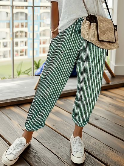 Two-Pack - Color Striped Casual Nine-Pants