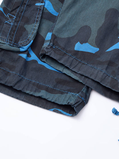 Men's Pure Cotton Washed Camouflage Outer Multi Pocket Workwear Shorts