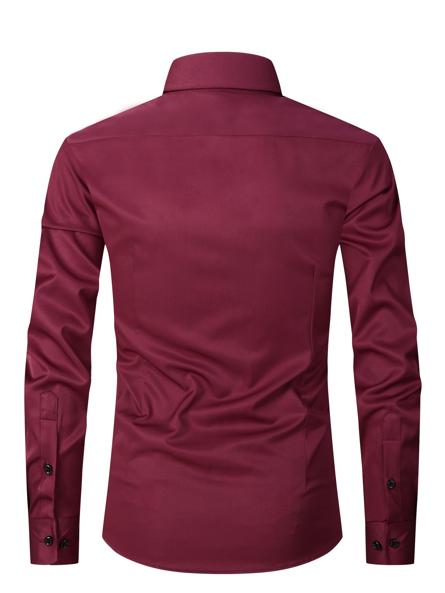 Men's Slim Fit Muscle Shirt - Stretch Polyester Blend Long Sleeve for Body Contouring | Glossy Solid Color Workout & Casual Shirt | Spring/Fall Gym-to-Street Wear (Hand Wash)