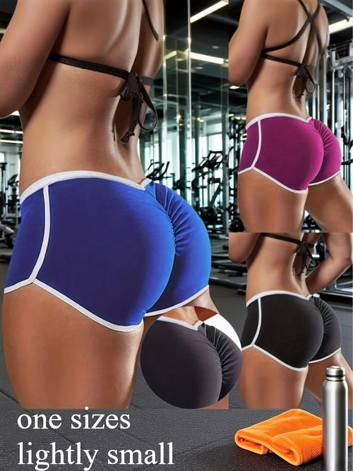 3 Women'S Shorts - Low Waist Opaque Compression Hip Lift Design, Tight Bikini Style Shorts, Blue/ Purple/ Black, Suitable for, Casual Wear, Easy-To-Wash And Seamless Design