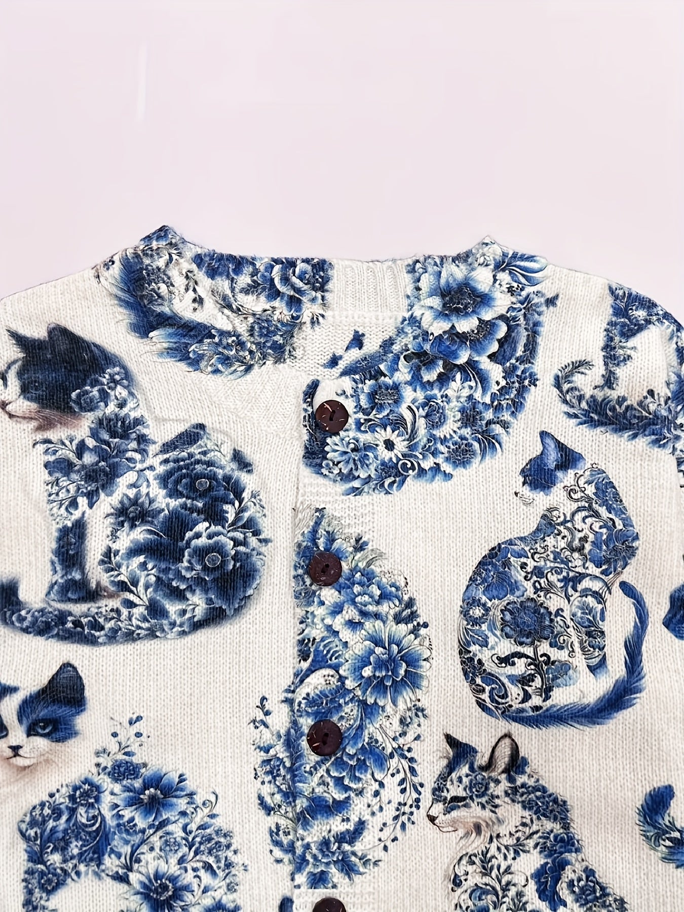 Women's Lightweight 3D Cat Print Cardigan - Open Front Button Detail Sweater, Elegant Casual Chic for Spring Summer Fall, Cat Lover Gift, Cat Clothes, Versatile Layering, Playful Design, Breathable Fabric, Printed Sweater, Women