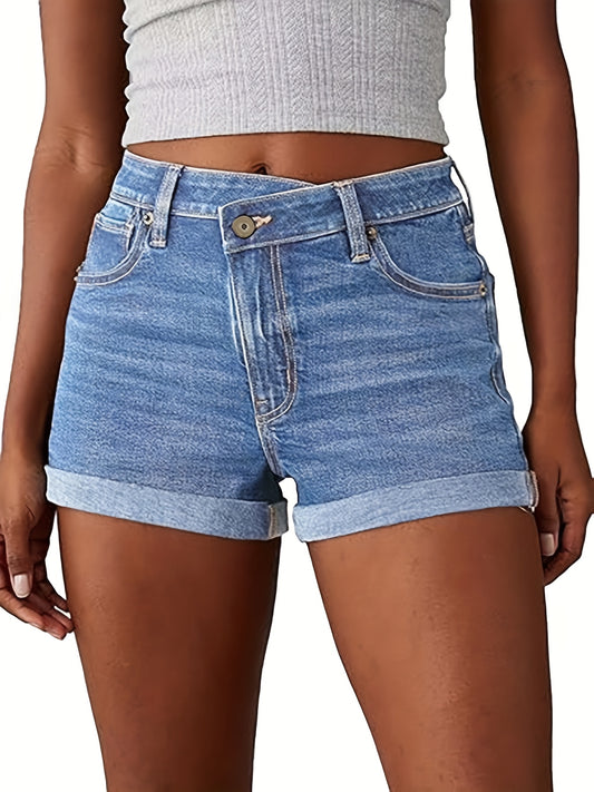Design of Multicolored Asymmetric Closure Rolled Hem Elastic Shorts