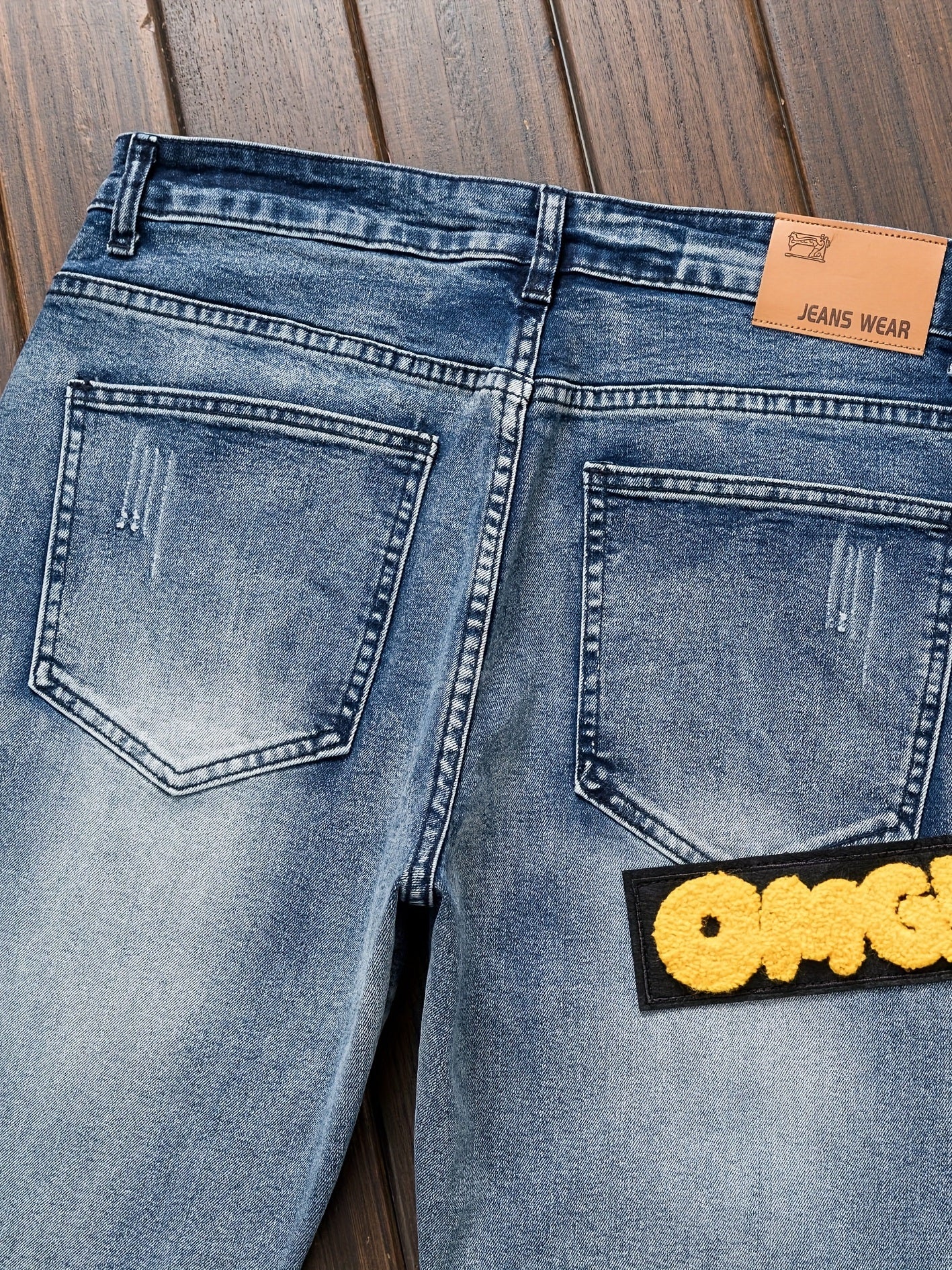 Cool Comfort, Men'S Slim-Fit Stretch Denim Jeans with Punk Skull Print - Versatile Casual Streetwear, Machine Washable