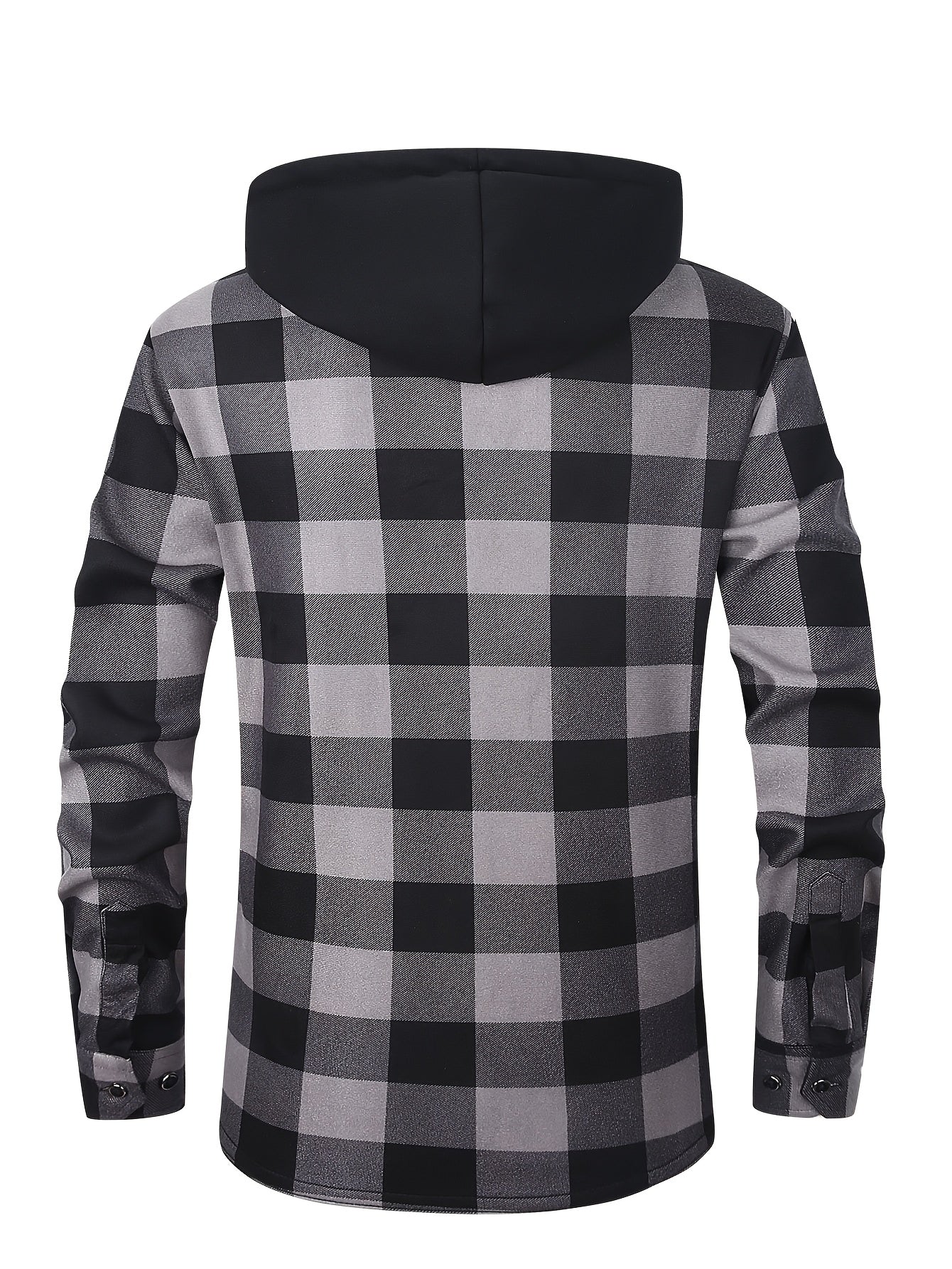 Men'S Plaid Hooded Shacket with Fleece Lining for The Fall And Winter Months | Comfortable Long-Sleeve Shirt Jacket Featuring Front Pockets | Ideal for Street Style And Outdoor Commuting | Fashionable Thick Lining for Cold Weather
