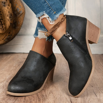 Women's Pointed Toe Fashionable Versatile Ankle Boots with a Low Flat Heel, Women Shoes