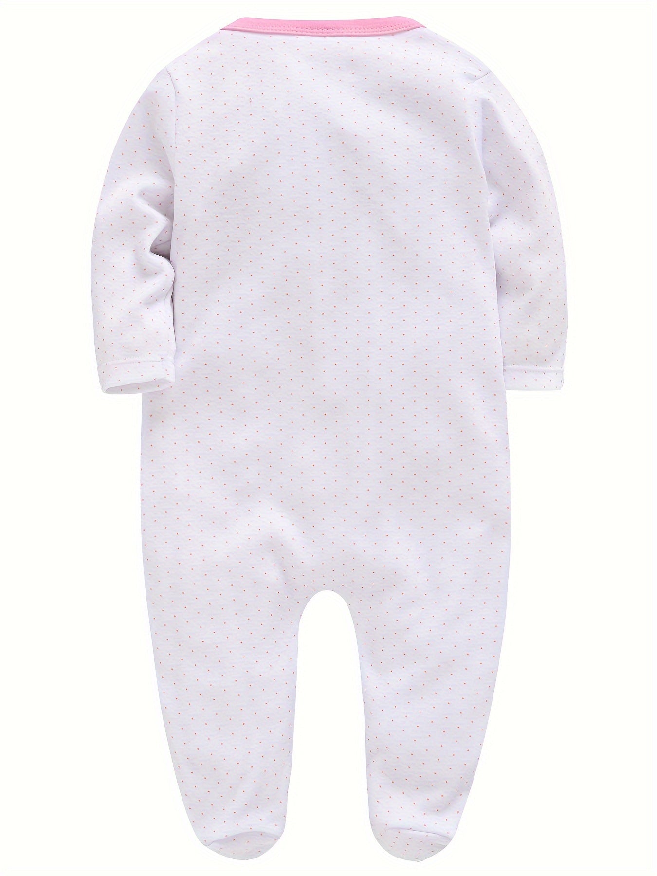 3pcs Baby Girl Cute Pink 1pc Jumpsuit Soft Long Sleeve Footed Romper Cartoon Bunny Rabbit Floral Print Newborn Girls' Overall Bodysuits Outfit Clothes for Infant Girl 0-12 Months, Perfect for Outdoor