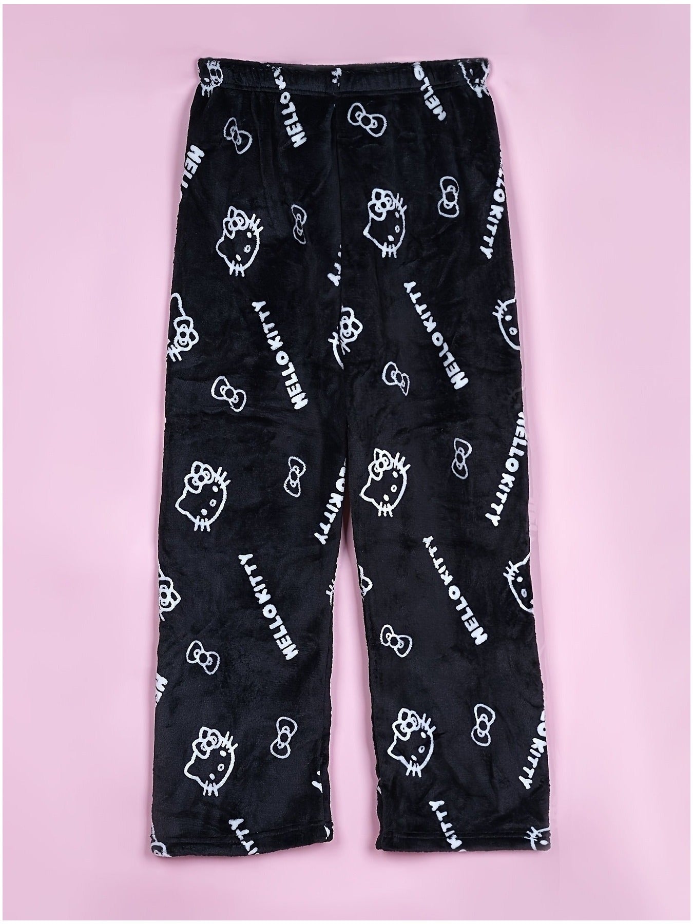 Sanrio Hello Kitty Men's Anime Pajamas - Hello Kitty Face & Iconic Print Flannel Sleepwear, Cozy Winter Lounge Pants, Machine Washable Cartoon Sleepwear for & Men (-)