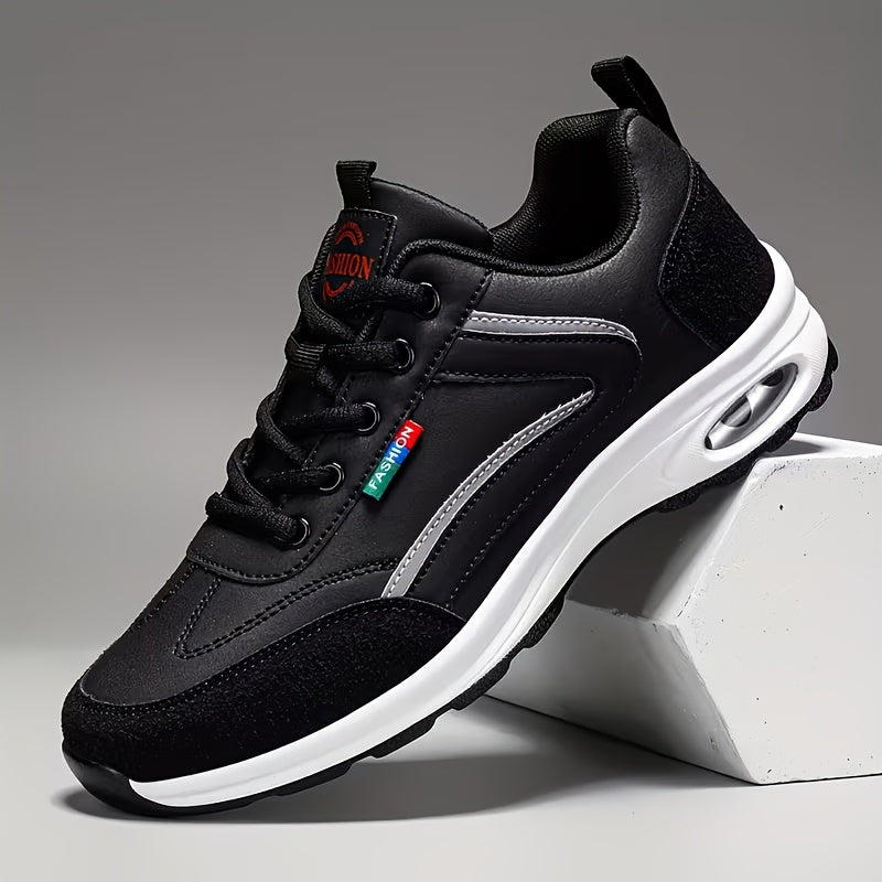 [Men's Fashion Sneakers] Men's Fashion Sneakers - Lace-up Design, PU Material, Comfortable Lining, Non-slip Casual Style, Soft-soled Running Shoes, Suitable for Outdoor Activities