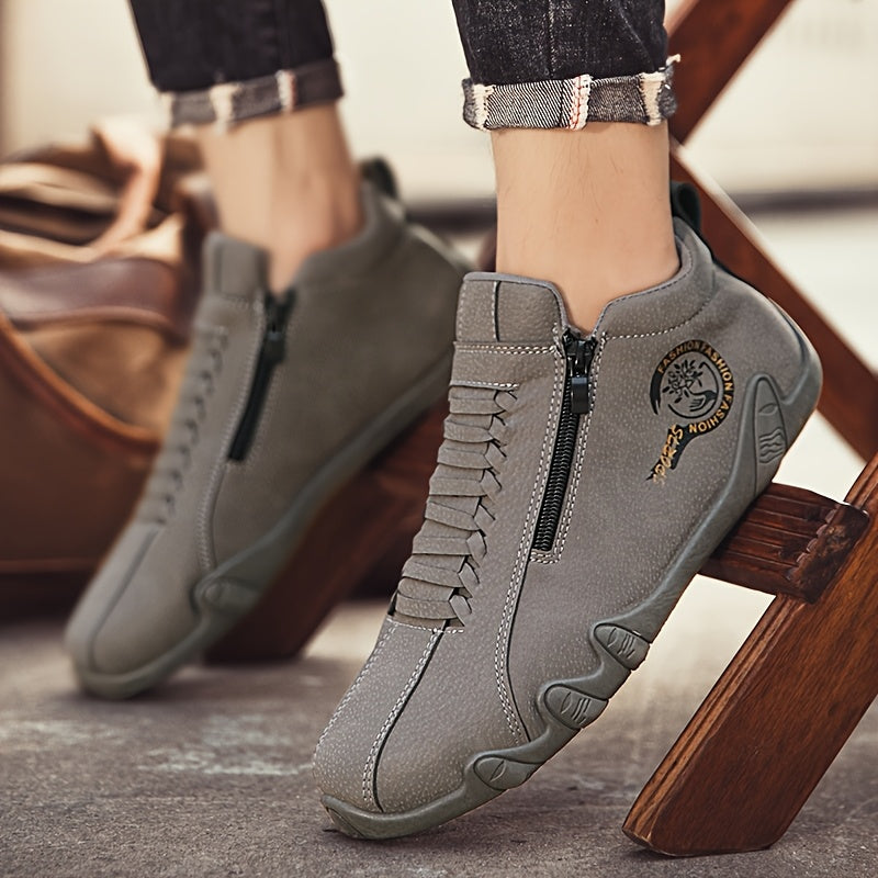 [sneakers] A Pair of Men'S Cross Training Shoes with Side Zipper Design, Lightweight And Comfortable, Suitable for Outdoor Sports, Travel, And Driving Activities