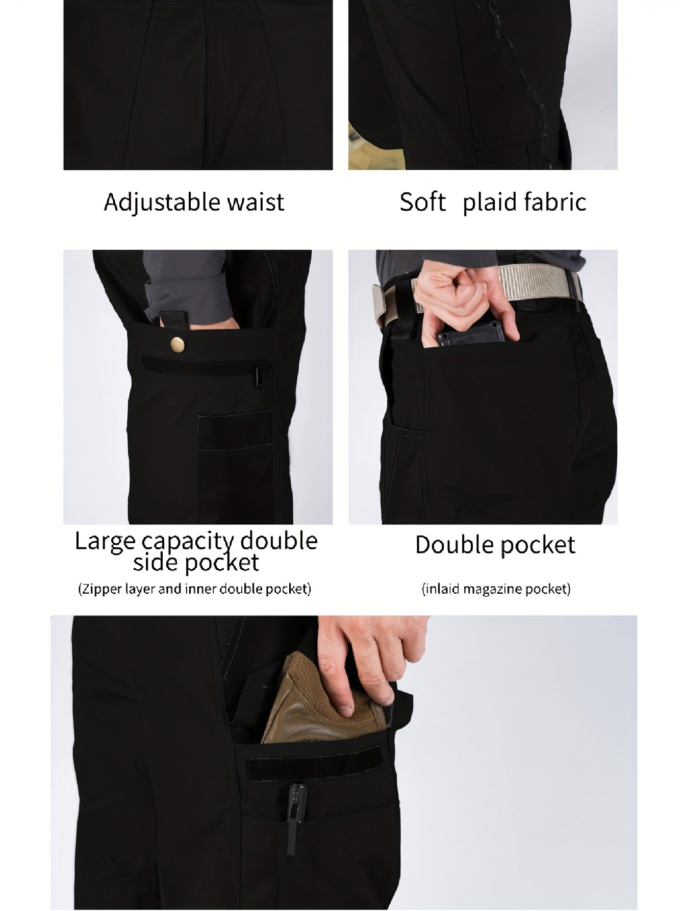 2pcs Set, Men'S Outdoor Cargo Pants, Multi-Functional Pockets, Lightweight, Ripstop, Durable Work Pants, for Camping Hiking Fishing, Suitable for Spring Summer And Autumn Seasons