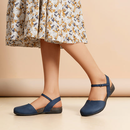 Women' Adjustable Strap Flat Sandals - Low Heel Closed-Toe Round Toe Shoes Suitable for Work, Daily Wear & Casual - Soft Cushioned Insole & Tape Strap - Ideal Gift for Mom, Daughter, Women Shoes
