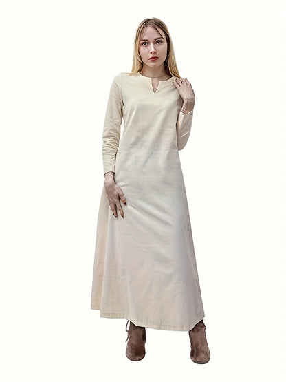 Medieval Women's Linen Dress - Renaissance Chemise Cosplay Maxi Ren Faire Costume