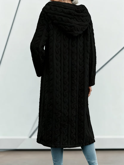 Elegant Women's Long Cardigan - Stylish Outer-Style Bathrobe, Machine Washable, All-Season Sweater, Daily Button-Up Mid-Length Coat, Structured Design, Suitable for All Seasons, Women's Lightweight and Breathable Spring/Autumn Bathrobe