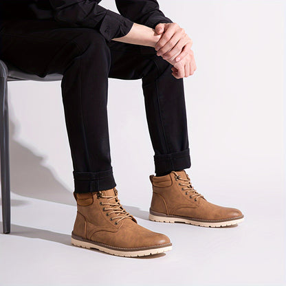 Men's Waterproof Hiking Boots Suitable for Outdoor, Trekking & Casual Wear - Upper & Sole, Mid-Calf Ankle, -Terrain Traction, - Mid-High Chukka Boots for Hiking,, Daily Use (Lace-Up)