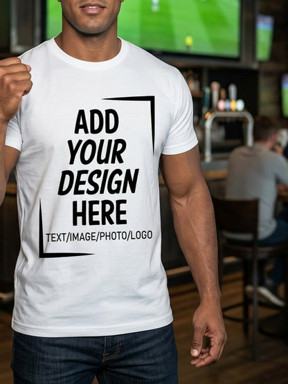 Personalized Customized Men's T-Shirts | Support for Photo, Text And Logo Personal Printing | Pure Cotton Short-sleeved Printed Shirts | New Year Gifts/ Family Gatherings/ Valentine's Day Outfits