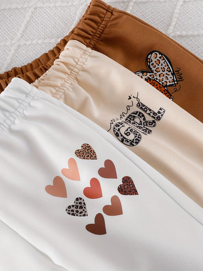 6pcs Toddler Baby Girl Fall Winter Clothes, Leopard Print Heart Print Trendy Pullover, Long Sleeve Crewneck Sweatshirts + Joggers Pants Outfits, Can Be A Gift, Perfect for Outdoor