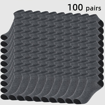 Men's Colorblock Ankle Socks - 100-Pair Pack