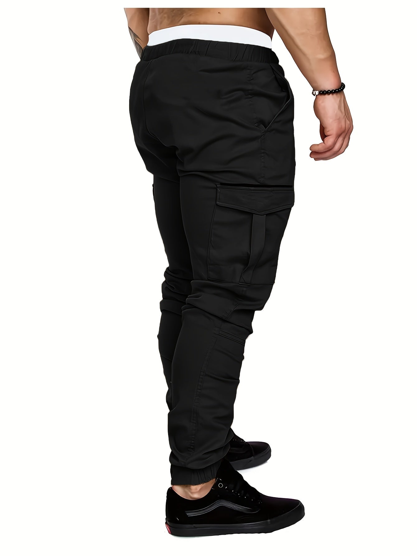 EXARUS 2 Pack Cargo Pants For Men - Relaxed Fit Twill Joggers With Elastic Waistband And Stretch Fabric - Casual Wear