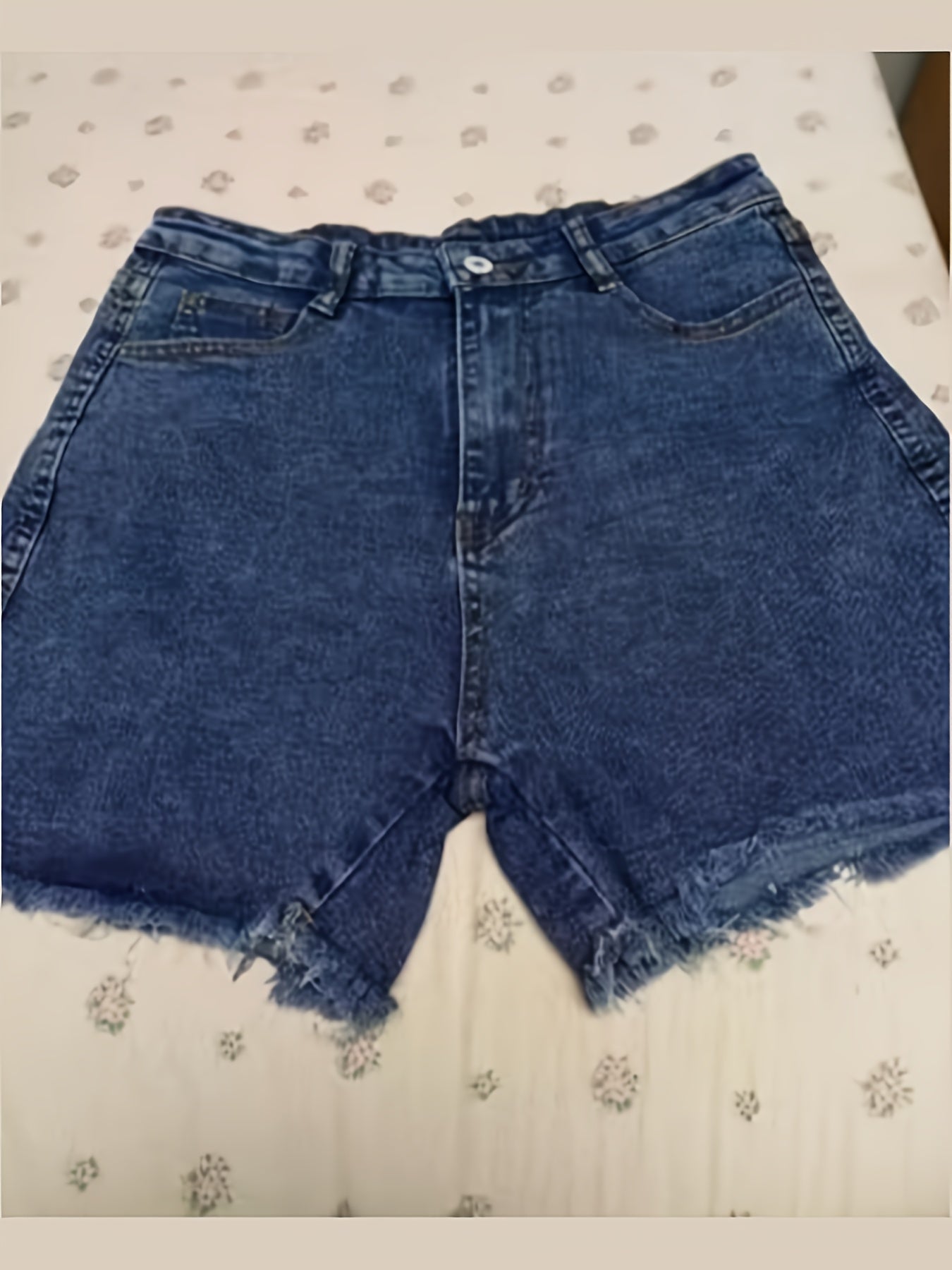 Dark Blue Denim High-Waist Denim Shorts - product view 6