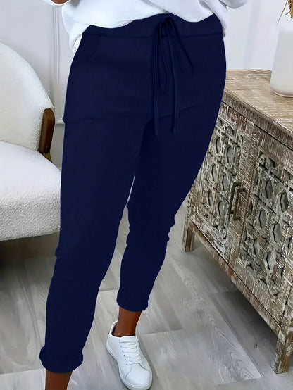 Plus Size - Plus Size Women'S Pants Spring Summer Curve Ladies Casual Pockets Solid Colour Tight Ladies Trousers Black Pants, Plus Size Women Pants