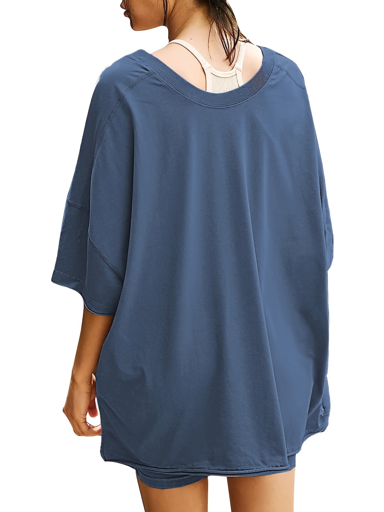 Women'S 2pcs Set Featuring Oversized Biker Shorts And a Reversible