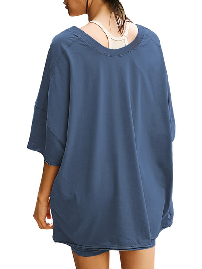Women'S 2pcs Set Featuring Oversized Biker Shorts And a Reversible