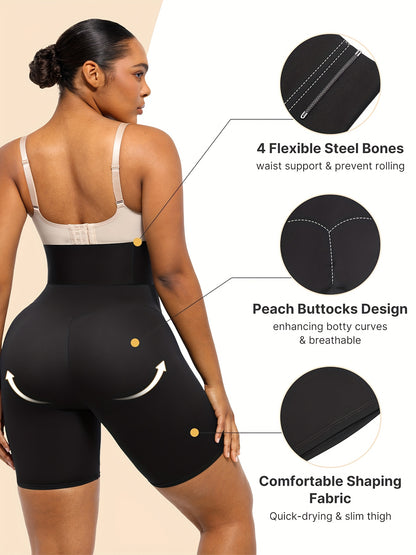 Women's Solid Color Comfortable High-waist Tummy Control Shapewear Shorts, 4 Flexible Steel Bones And Butt Lifter Thigh Slimer, for Perfect Underwear