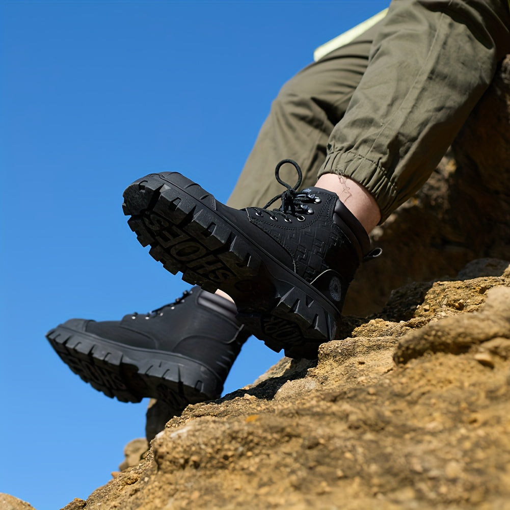 Men'S 6" Steel Toe Work Boots For Men-Faux Leather Shoes With Slip-Resistant Outsole, Lightweight Construction Boots Tenis Zapatos De Trabajo Para Hombre Steel Toe Shoes, Black, Brown, Wheat, US Size 6-14