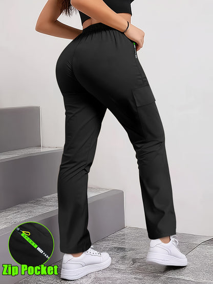 Women's Outdoor Sports Pants with Zippered Pockets, Elastic Waistband with Drawstring, Suitable for Climbing And Running