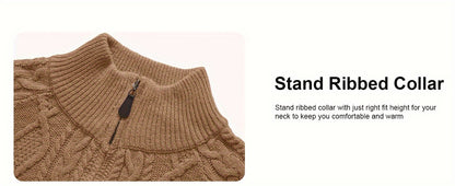 Men'S Cardigan Sweater, Solid Color Cable Knit Full Zipper Sweater, Casual And Warm Sweater For Autumn And Winter, A Good Gift For Friends, Or A Blind Box Gift.