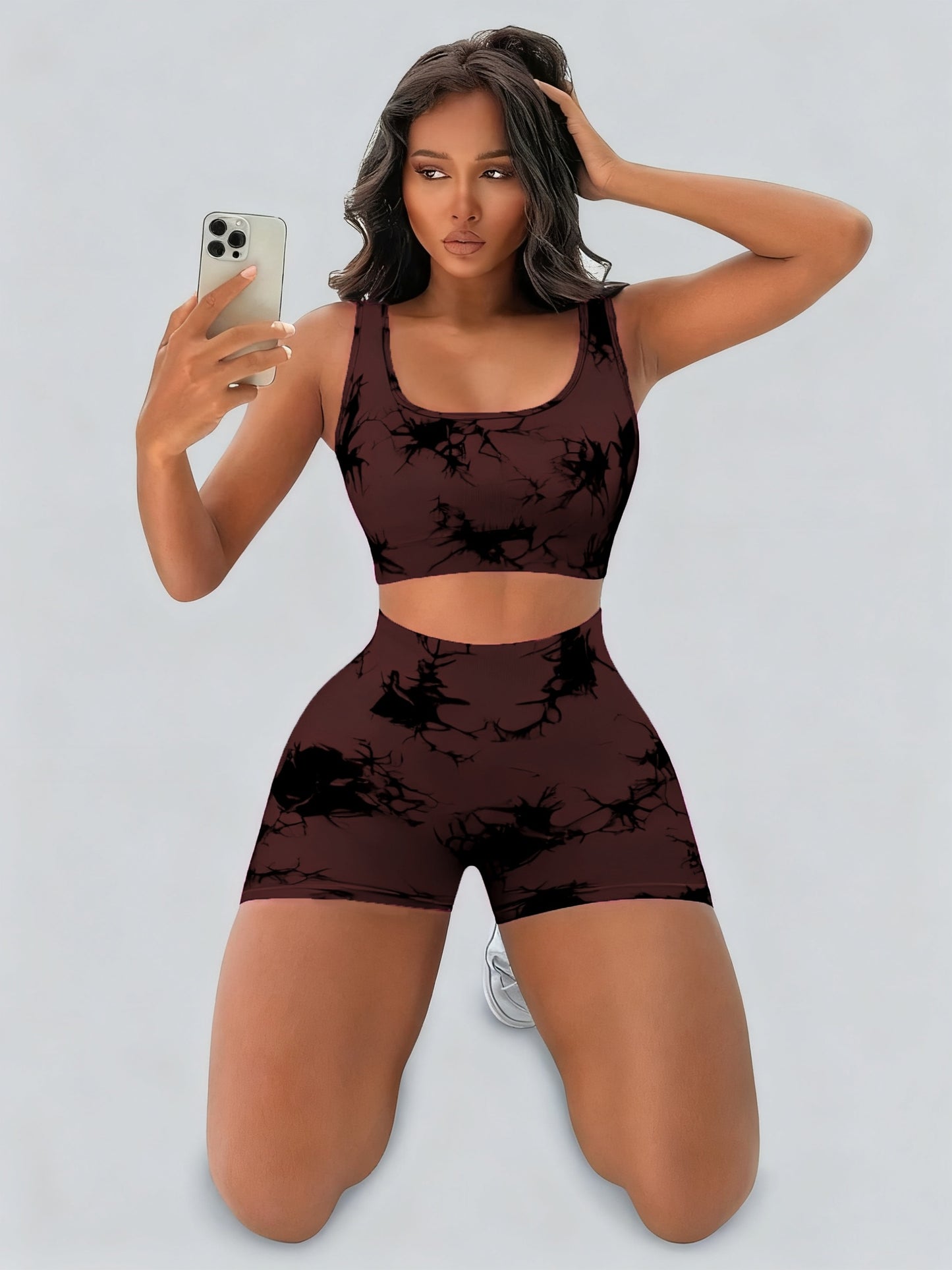 Women'S Sports Tie-Dye Seamless Underwear and Shorts Suit